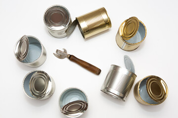 Open cans and a can opener