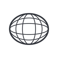 Black outline globe symbol. education and knowledge vector icon.
