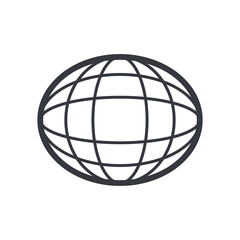 Black outline globe symbol. education and knowledge vector icon.