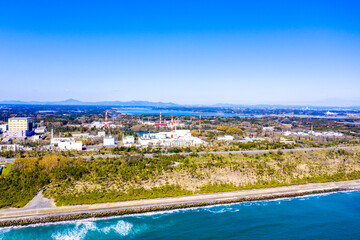 高速増殖炉 常陽と筑波山、涸沼（茨城県大洗町）	