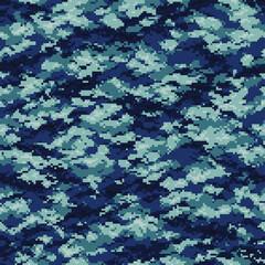 Digital camouflage seamless pattern. Abstract modern pixel camo texture for army and hunting fabric and fashion print. Vector background in military style.