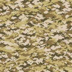Fototapeta na wymiar Digital camouflage seamless pattern. Abstract modern pixel camo texture for army and hunting fabric and fashion print. Vector background in military style.
