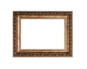 Fototapeta premium Classic wooden picture frame isolated on white background.