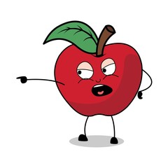 illustration icon red apple giving orders, apple with hands and feet