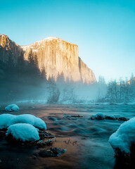 Snowy rocks in Yosemite National Park