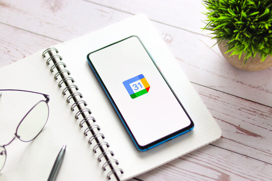 Assam, india - January 31, 2021 : Google Calendar logo on phone screen stock image.
