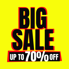 70 Percent Off, Big Sale Sign Banner or Poster. Special offer price signs