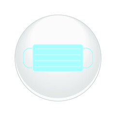 Gray respirator medical mask button isolated on a white background