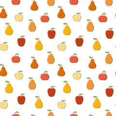 Apples and pears vector seamless pattern design for fabric print, wallpaper or brand package.