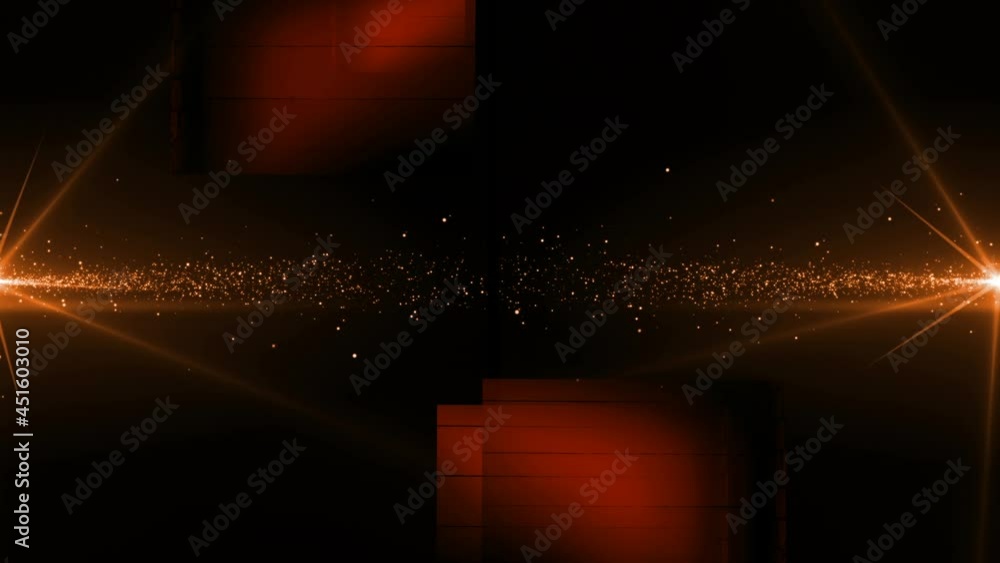 Wall mural Animation of glowing orange particles of light moving to centre from left and right, on black