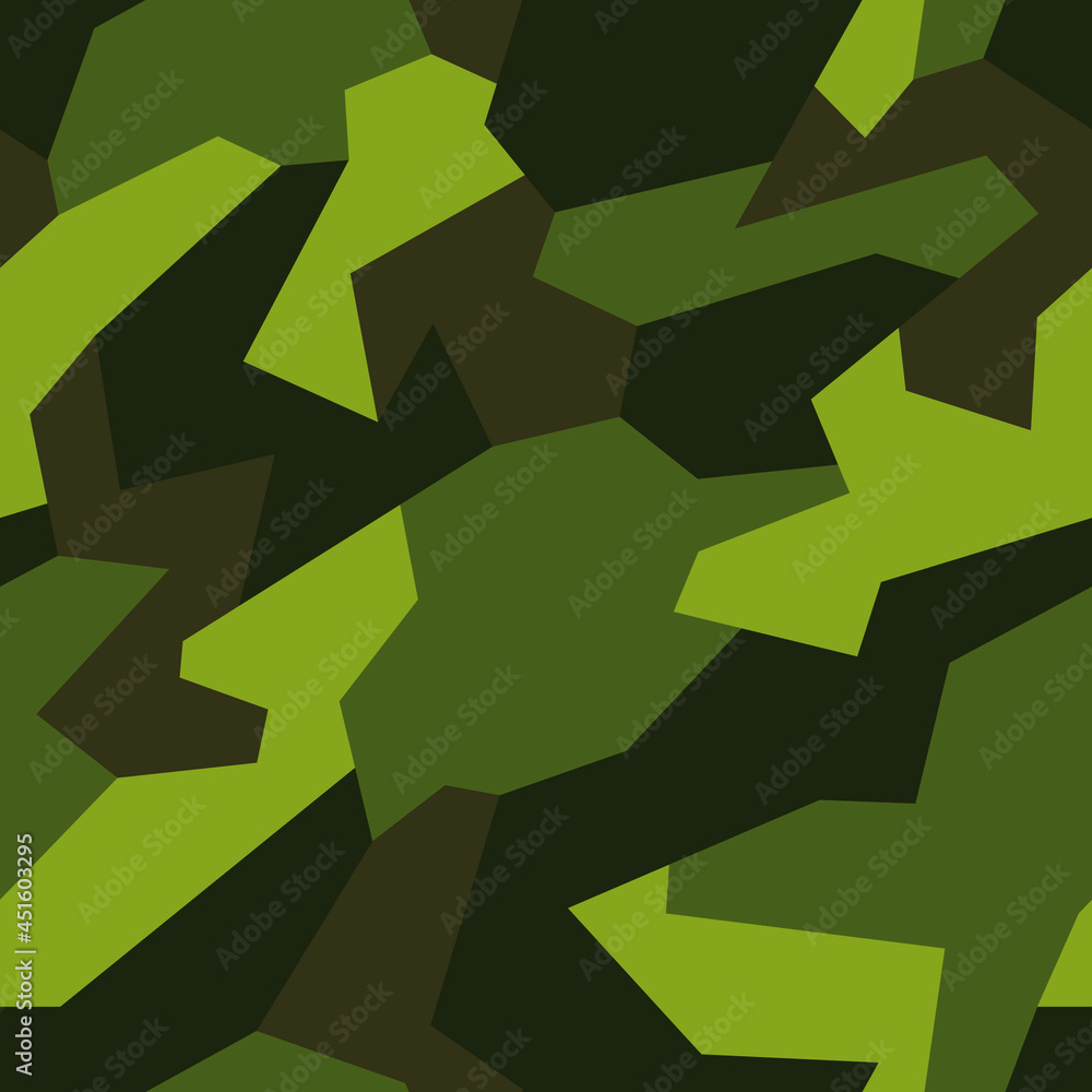 Wall mural Camouflage geometric seamless pattern. Abstract military endless texture for fabric and fashion print. Vector background. - Wall murals