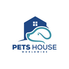 Fototapeta premium Love Dog Care Monoline Logo, Pets house logo template