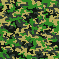 Fototapeta premium Camouflage texture seamless pattern. Abstract modern military camo background for fabric and fashion textile print. Vector illustration.