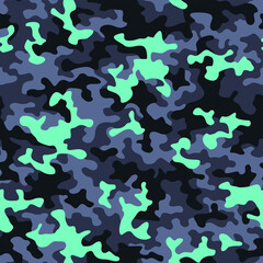 Camouflage texture seamless pattern. Abstract modern military camo background for fabric and fashion textile print. Vector illustration.