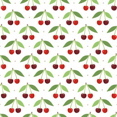 Seamless background with red cherries