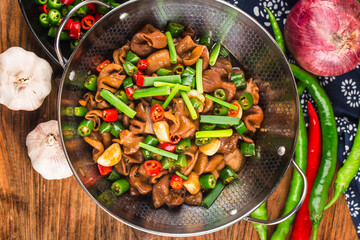 Chinese Cuisine: Spicy pig sausage dry pot