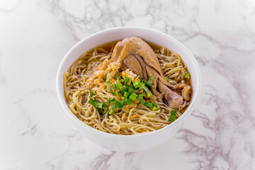 Noodle soup with chicken street food