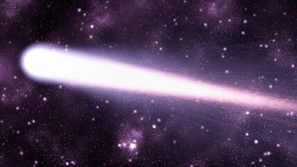 Space illustration with comet in motion © Александр Ковалёв