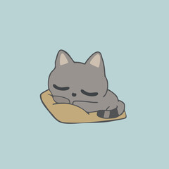 cute kitten sleeping on a pillow