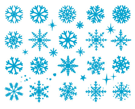 hand drawn snowflakes set