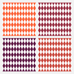 Materiał do szycia Set of 4 seamless pattern with colorful rhombuses