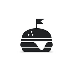 Burger icon, Fast food hamburger symbol, vector simple black isolated sign
