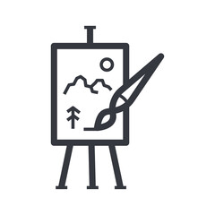 Obraz premium Black outline easel symbol. education and knowledge vector icon.