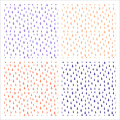 Set of 4 white seamless patterns with pastel rain drops