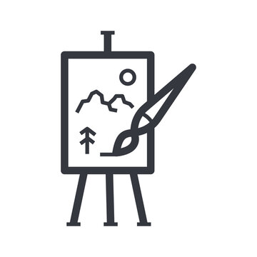Black outline easel symbol. education and knowledge vector icon.