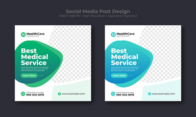 Medical healthcare social media post design template