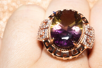 Rose gold ring with ametrine