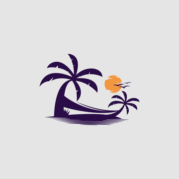 island logo design vector template Premium Vector