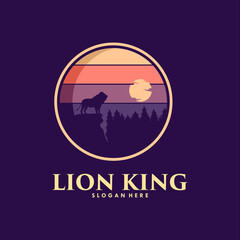 lion king in the mountain logo design