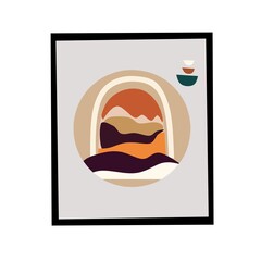 contemporary art poster in pastel colors. Abstract geometric elements and strokes,Great design for social media, postcards, prints.