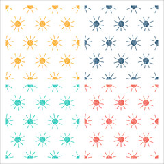 Set of 4 colorful patterns with sun