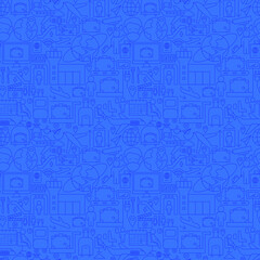 Flight Line Seamless Pattern. Vector Illustration of Outline Background.