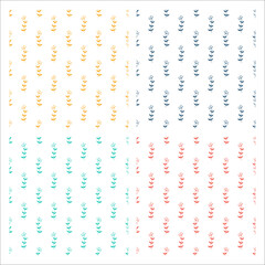 Set of 4 white seamless patterns with colorful flowers