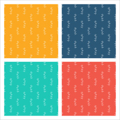 Set of 4 colorful patterns with abstract plants