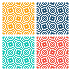 Set of 4 colorful patterns with circles