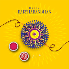 illustration of Sale and promotion banner poster with Decorative Rakhi for Raksha Bandhan, Indian festival of brother and sister bonding celebration