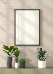 3D Mockup photo frame in Modern interior of gallery hall