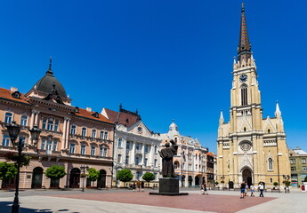 Fototapeta premium Novi Sad square and architecture street view, Vojvodina region. Serbia