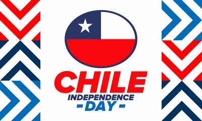 Fototapeta premium Chile Independence Day. Happy national holiday Fiestas Patrias. Freedom day. Celebrate annual in September 18. Chile flag. Patriotic chilean design. Poster, card, banner, template, background. Vector