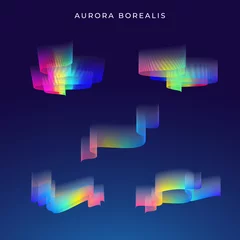 Fotobehang Aurora Borealis Abstract Vector Illustrations Set. Premium Quality Northern Lights Symbol Collection. On Dark Background © createvil