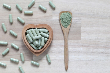 Herbal extract medicine capsules and powder or Fa thalai chon (Andrographis Paniculata),...