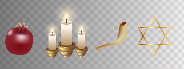 Realistic Yom Kippur banner. Yom Kippur symbols. vector illustration