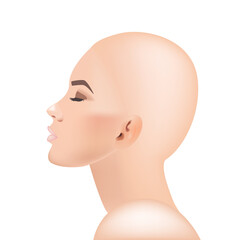 The head of a woman. Side view realistic vector
