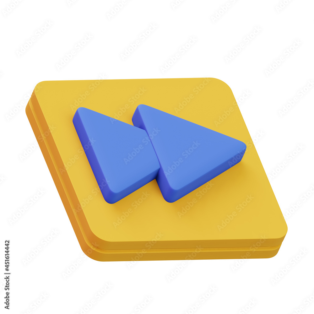 Fototapete fast forward icon symbol isolated on white background. 3d rendering. video or music player app eleme