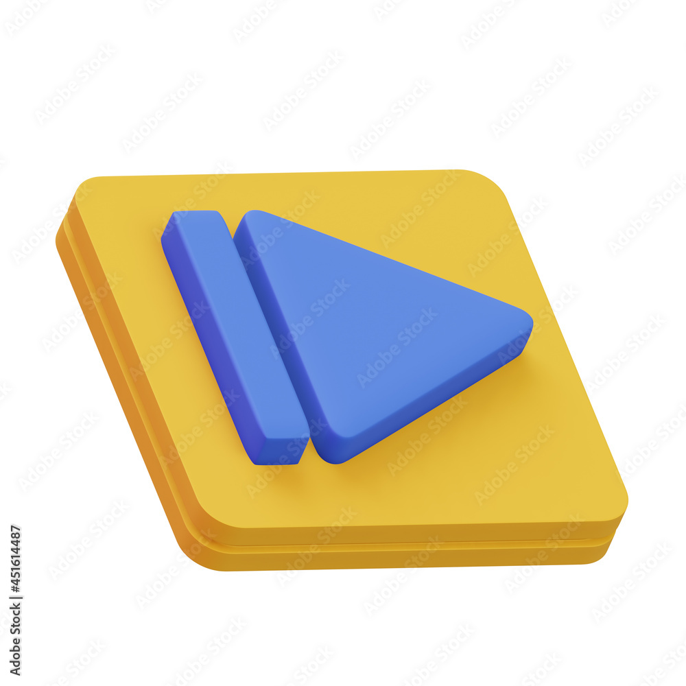Poster forward icon symbol isolated on white background. 3d rendering. video or music player app element.
