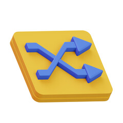 Crossfade icon symbol isolated on white background. 3D rendering. Video or music player app element. 